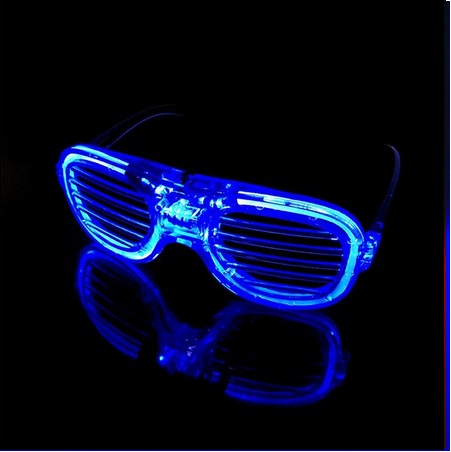 LED Streifen-Leuchtbrille mit integrierten Batterien blau