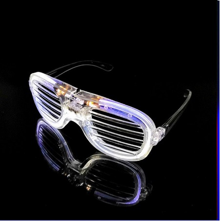 LED Streifen-Leuchtbrille mit integrierten Batterien weiß transparent