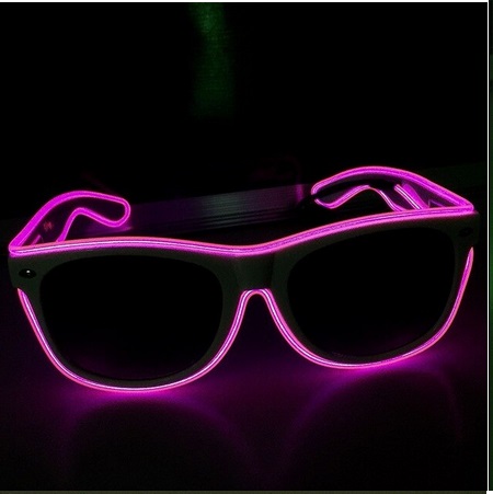 Blinkende LED Leuchtbrille mit externem Batteriekasten pink