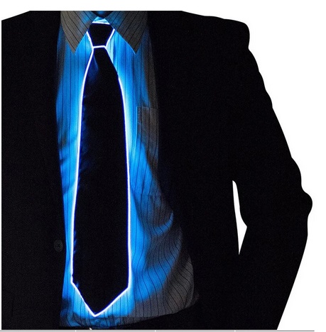 LED Krawatte mit externem Batteriefach blau