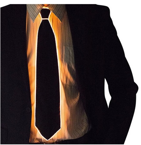 LED Krawatte mit externem Batteriefach orange