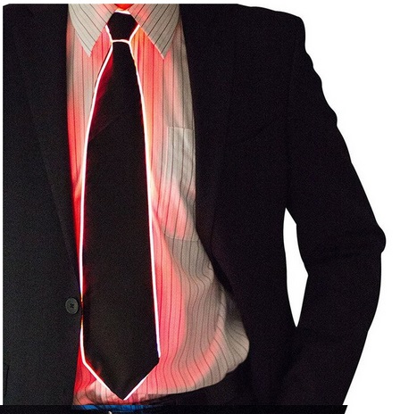 LED Krawatte mit externem Batteriefach rot