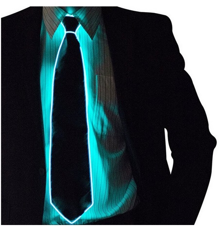 LED Krawatte mit externem Batteriefach transparent