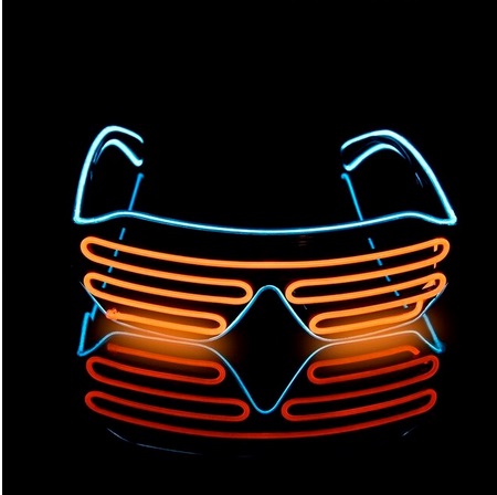 LED Riffelbrille mit externem Batteriefach rot